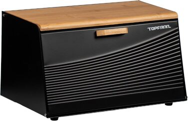 Бак для хліба з бамбука та металу, чорний | Бак для хліба, контейнер для хліба