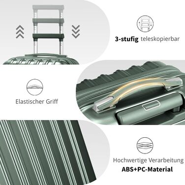 Набір валіз LEADZM 3 шт. з колесами, великий, жорсткий ABS+PC, телескопічна ручка, ручна поклажа (М'ятний)