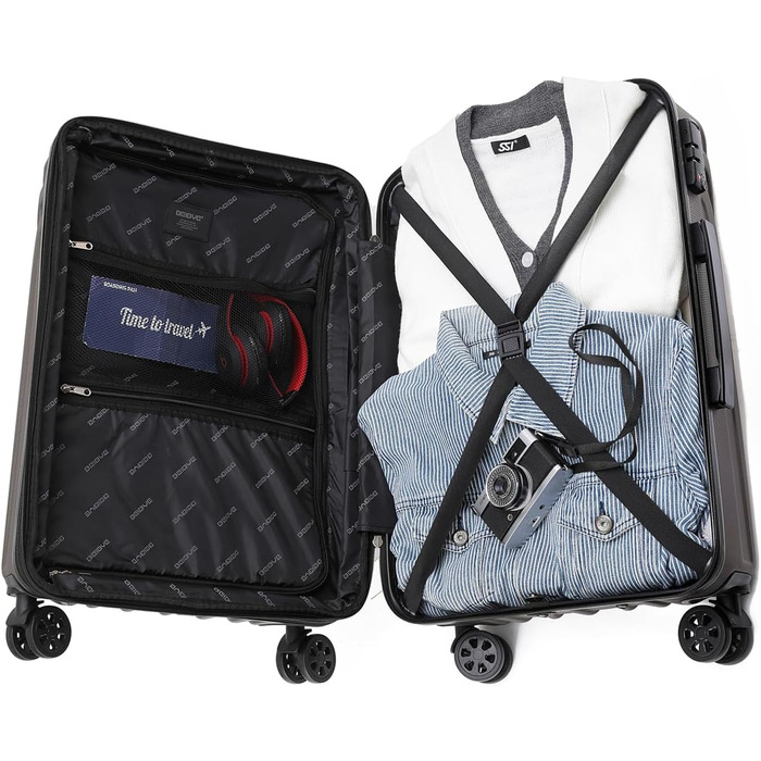 Чемодан Beibye з жорсткою обшивкою, розширюваний, з TSA замком та подвійними колесами (темно-зелений, 66 см)