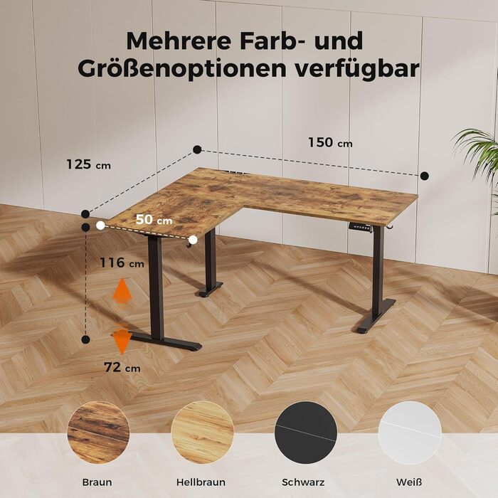 Регульований кутовий стіл Agilestic з підйомним механізмом, електричний, ергономічний стіл для роботи та навчання