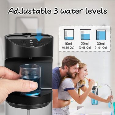 EPROICKS Mouthwash Dispenser Automatic, Electric Mouthwash Dispenser with 2 Cups, Wall-Mounted Mouthwash Dispenser for Bathroom, Can Hold 550ml Mouthwash, 3 Adjustable Levels