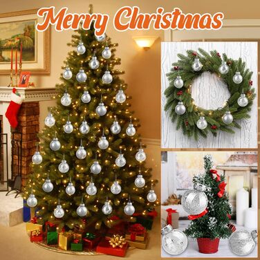 Шарм-кулі для ялинки, пластикові, срібні, 6 см, набір 30 шт. з петелькою