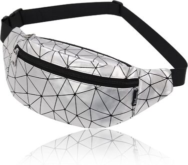 Жіноча поясна сумка-рюкзак: водонепроникна, з PU шкіри, для спорту, бігу, подорожей (срібна)