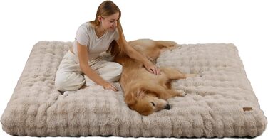 Крісло-лежанка для собак BingoPaw: великі, середні породи, водонепроникне, знімне, нековзне, 90x60x10 см (4XL: 200x130x18 см, Бежевий)