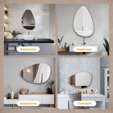 Дзеркало Boromal Spiegel чорне 40x60 см з металевим обрамленням для ванної, туалету, спальні (65x90 см, асиметричний стиль A)