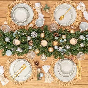 Набір посуду SÄNGER Kreta (18 предметів) | Керамічний посуд для 6 осіб | Набір тарілок, супових тарілок, десертних тарілок | Блакитний посуд з кремовим покриттям, стійким до подряпин | VALUE COLLECTION