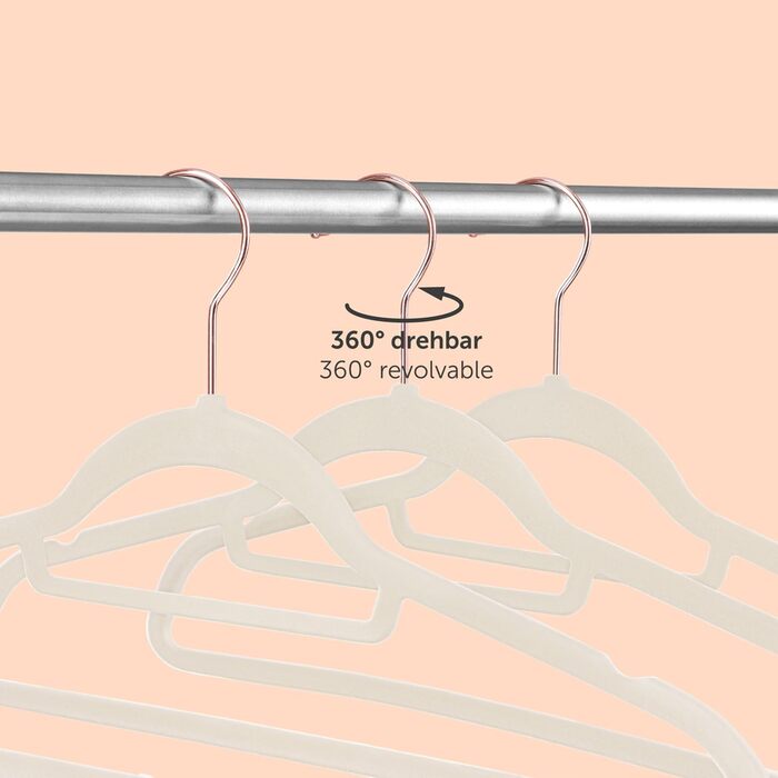 Blumtal Clothes Hangers, 50 Pieces - Velvet Clothes Hangers, 360° Rotatable and Load-Bearing - Space-Saving and Non-Slip Clothes Hangers - White Clothes Hangers with Velvet Covering - Velvet Hangers / Velvet Hangers - Shirt Hangers White