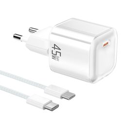 Зарядний пристрій USB-C YISH 45W з кабелем Type-C 60W: Швидка зарядка, PD 3.0, адаптер живлення для смартфонів та планшетів