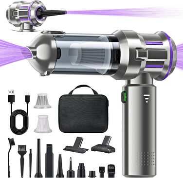 Бездротовий ручний пилосос RABIGALA 4-в-1, 25000PA, акумуляторний, для автомобіля та дому, електропілювач, фіолетовий