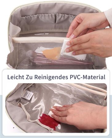 Косметичка для подорожей Wandering Nature для жінок з відділенням для пензликів, водонепроникна, велика, з перегородкою та ручкою (блакитна квітка)