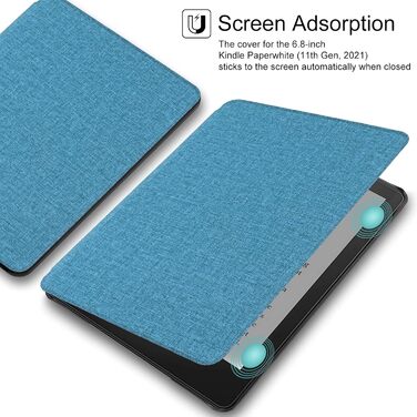 Чохол WALNEW для Kindle Paperwhite 11-го покоління (6.8 дюймів), синій, з функцією авто-сон/пробудження