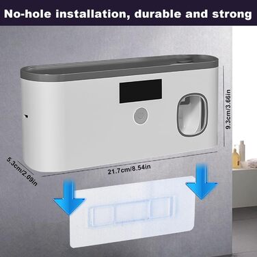 Електричний тримач зубних щіток з дозатором пасти, UV-дезінфекція, настінний монтаж, 2 способи зарядки (золотий/чорний)