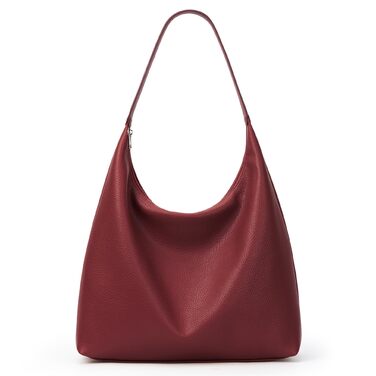 Сумка жіноча KALIDI Shopper з PU шкіри, велика, вінтажна Hobo сумка через плече, бордового кольору для роботи, навчання, повсякденного використання