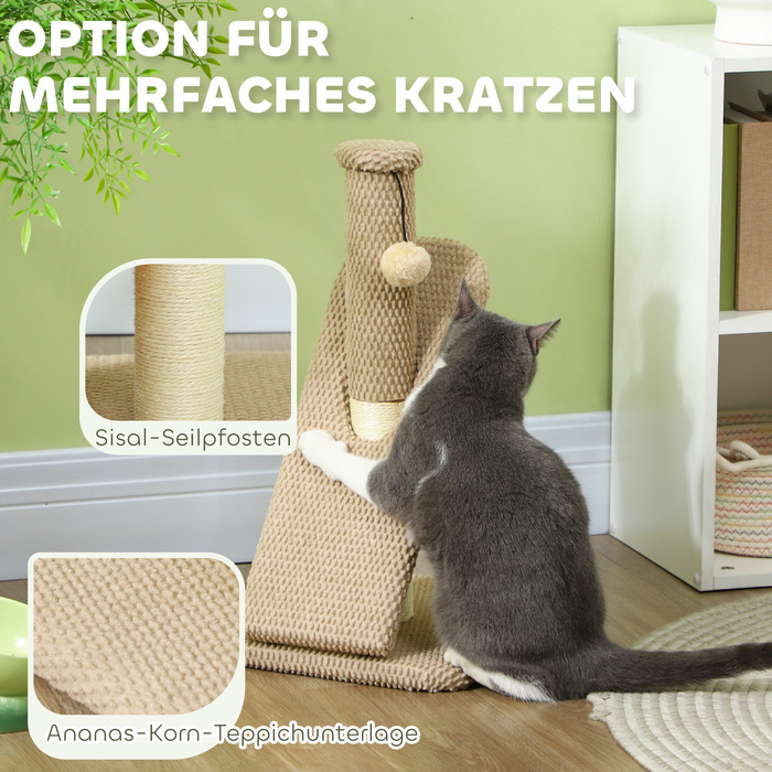 PawHut Scratching Post, 54cm Scratching Column, Sisal Cat Scratching Tree with Play Ball, Scratching Tree for Cats, Cat Scratching Furniture, Indoor, Cream White | Aosom