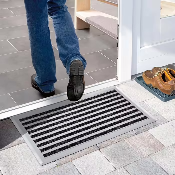 Nicoman Aluminium - Door Mat for Indoor and Outdoor Use | Entrance Mat with High Cleaning Performance & Attractive Metal Look | Doormats for the Front Door