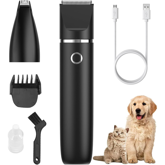 Набір для стрижки собак та котів 2-в-1 Brifit, триммер для лап, тиха, водонепроникна IPX7, професійна стрижка тіла, лап, очей, вух, обличчя, білий (чорний)