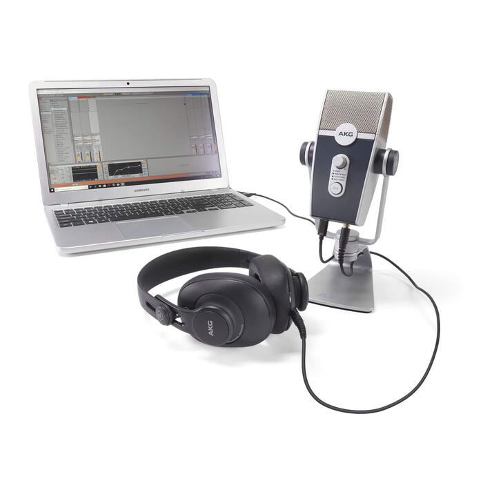 Мікрофон конденсаторний AKG Ara USB-C, для подкастів, відео, геймінгу та стрімінгу, синьо-срібний