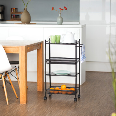 Relaxdays Narrow Rolling Cart with 4 Shelves