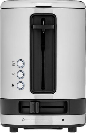 WMF Kitchen Mini 1-Slice Toaster, Long Slot XXl-Toast, Mini Toaster with Roll Attachment, 7 Browning Levels, Overheat Protection, 600W, Matte Stainless Steel, Single
