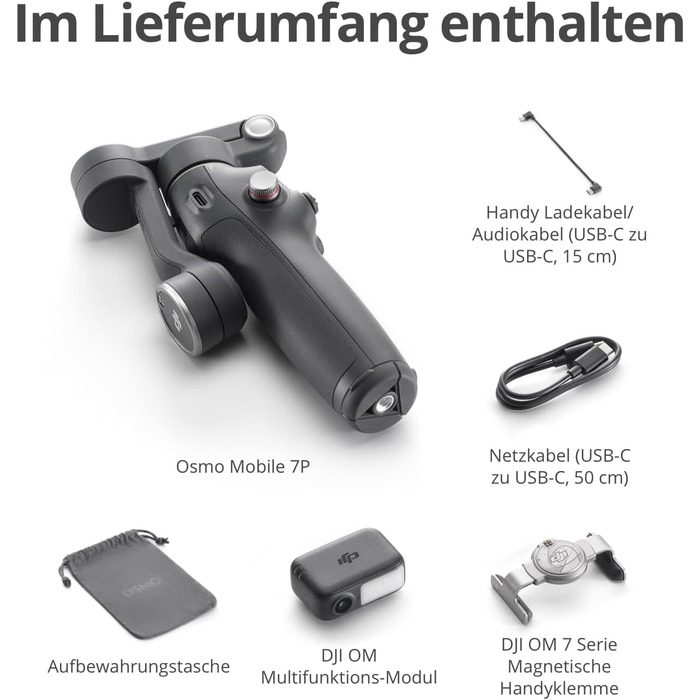 Стабілізатор DJI Osmo Mobile 7P для смартфонів: 3-осьовий, трекінг, світло, розширений штатив