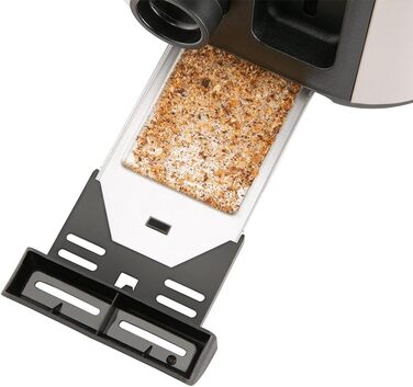 Тостер Russell Hobbs Textures+ з широкими слотами, підставка для бургерів, щипці, 6 рівнів підсмажування, розморожування та підігріву, 850W, 22601-56, нержавіюча сталь, 2 відсіки