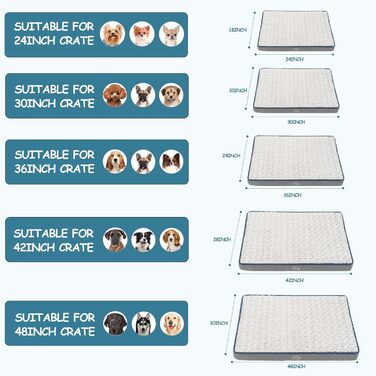 Килимок для собак середнього розміру EMPSIGN, 76x50x8 см, сірий, знімний чохол, водонепроникний, з підтримуючого пінополіуретану