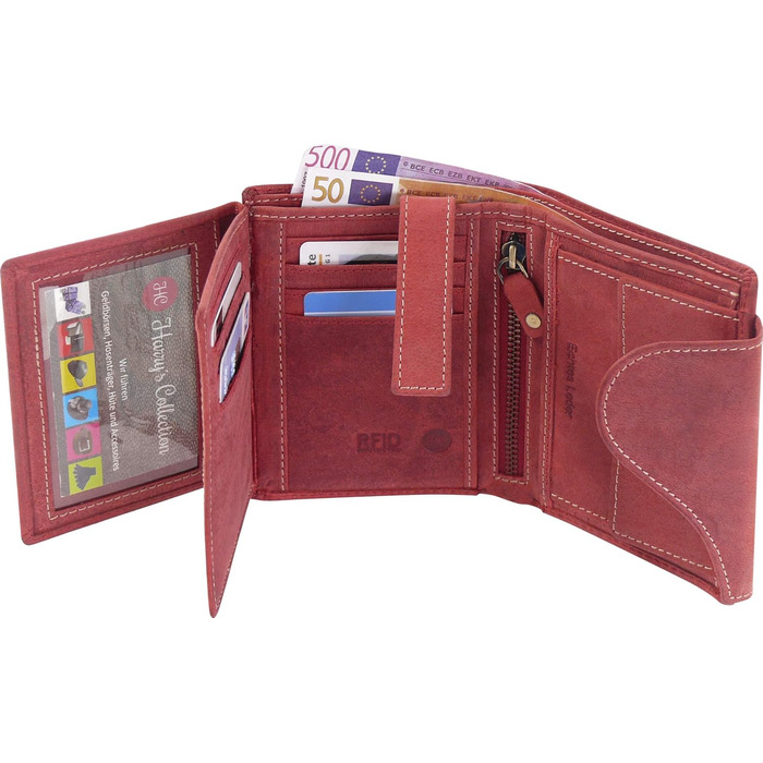 Harrys-Collection Women's Vintage Wallet with Heart Special Edition, Sizes: One Size, Colors: Red, Leather, RFID Protection