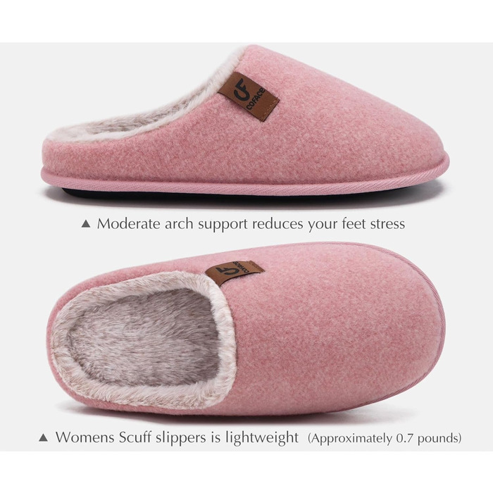 Тапочки чоловічі COFACE з фетру, теплі, зручні, з плюшем, антиковзка гумова підошва, розмір 40-49 (світло-рожевий, 46 EU)