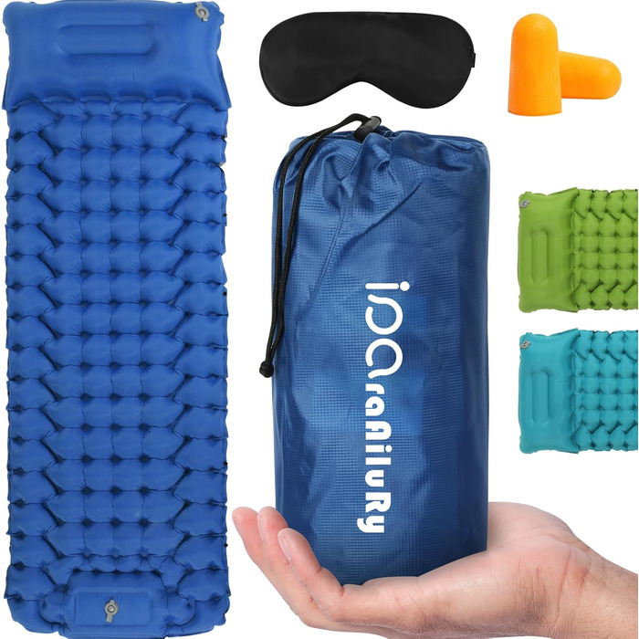 iParaAiluRy Self-Inflating Sleeping Pad Ultralight, Compact Self-Inflating Air Mattress for Outdoor Camping Hiking Backpacking Beach, Waterproof Camping Mat (Single Cyber Blue)