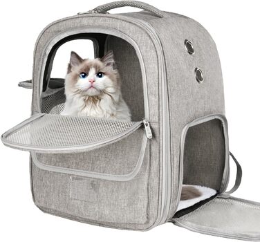 Рюкзак-переноска для котів та собак, дихаючий, сірий | Рюкзак для тварин для подорожей, прогулянок, хандлінгу