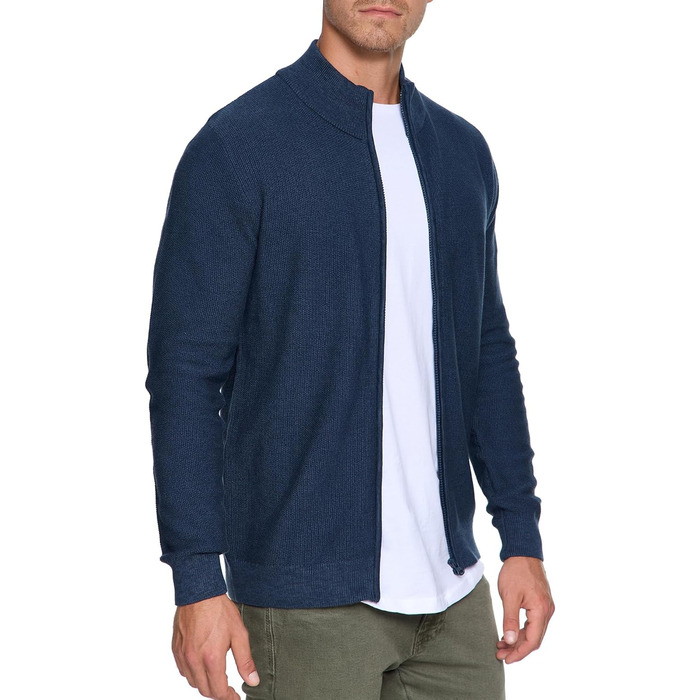 Чоловічий кардиган Indicode INWestmoon з коміром-стійкою | Тонкий в'язаний кардиган з бавовняної суміші (3XL, Navy)