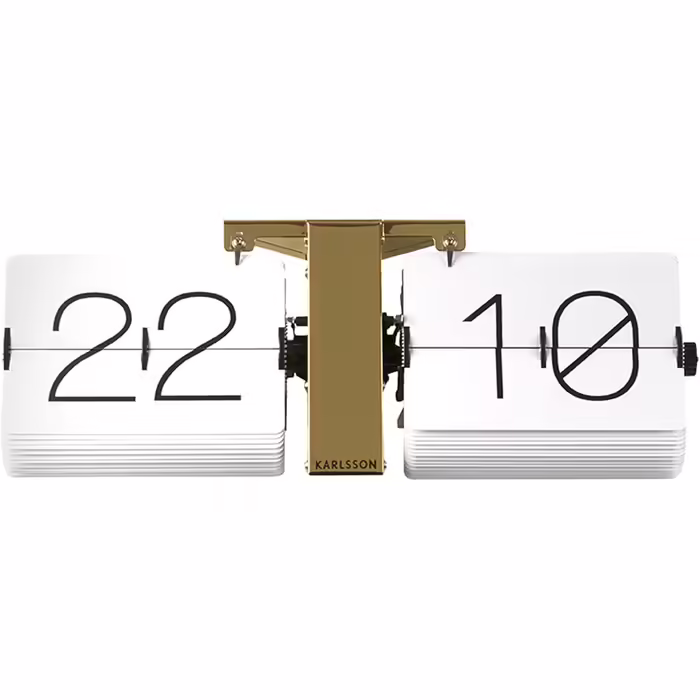 Karlsson KA5601WH Flipwatch without case, white, brass metal stand, white, 8.5 x 36 x 14 cm, novelty item