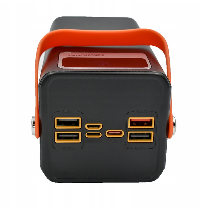 Потужний павербанк FUMO 50000mAh з вбудованими кабелями, швидка зарядка 4xUSB, USB-C, LCD-дисплей, PD, QC