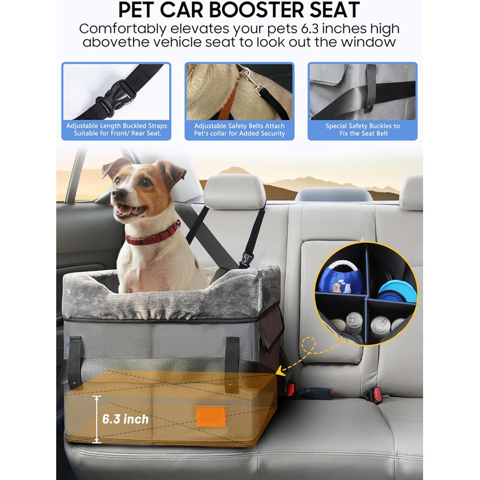 Автомобільний лежак для собак середніх порід, переноска-корзина для собак, з ременем безпеки та плюшевою подушкою, 45 кг