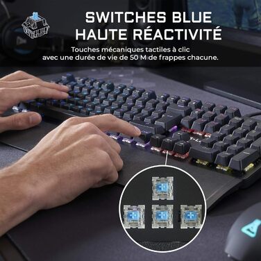 G-LAB Keyz Carbon-E RGB Механічна ігрова клавіатура (синій перемикач) чорна