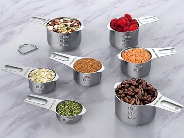 21-Piece Stainless Steel Measuring Cups and Spoons Set, Wildone Stackable Metal Measuring Cups and Spoons for Cooking and Baking, Includes 7 Cups, 9 Spoons, and 5 Mini-Spoons