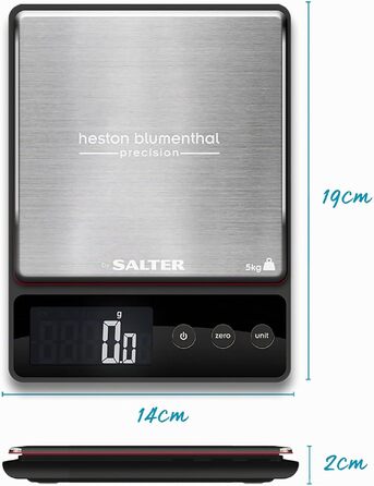 Цифрові кухонні ваги Heston Blumenthal by Salter 1140A HBBKDR, stainless steel, до 5 кг, точність 0.5 г, функція тари та вимірювання рідин