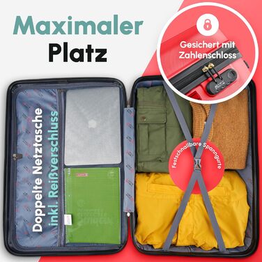 ABS валіза Hartschalenkoffer Easy Move - ергономічна, безпечна, компактна, з 360° колесами та кодовим замком. Ідеальна для подорожей. Червоний колір.