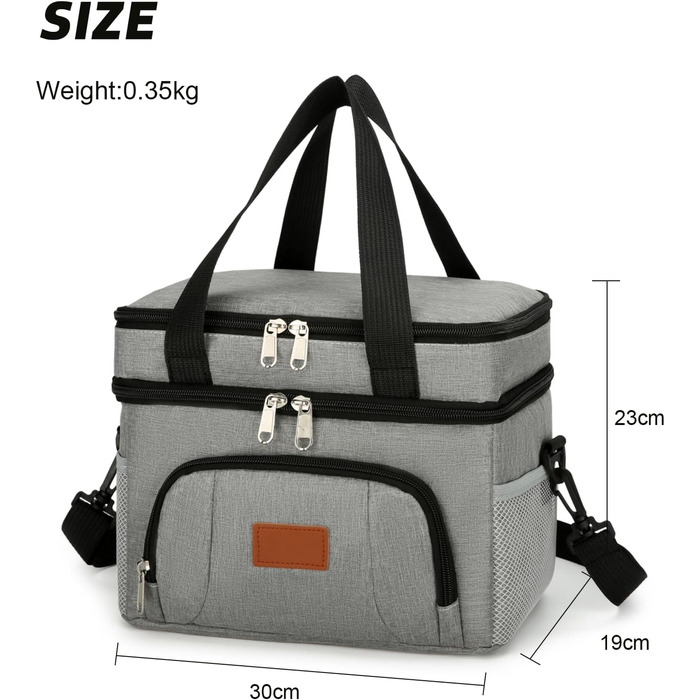 Термосумка JANSBEN для 12 банок: компактна, ізольована, з 6 відділеннями для пікніка, роботи та авто (сіра)