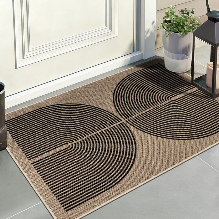 Килимок для дому та вулиці 50x80 см, джутовий, антиковзкий, для входу, балкону (Чорний)