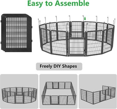 Загін для собак на вулицю: 24 панелі, висота 101,6 см, міцний та безпечний. Ідеально для двору.