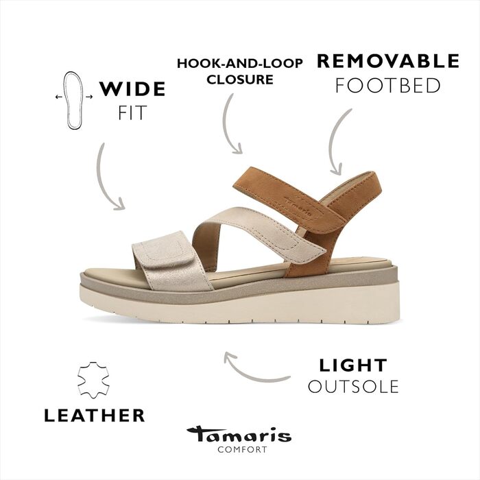 Босоніжки жіночі Tamaris 8-88705-44 Wide Fit бежеві, 37 EU - широка колодка