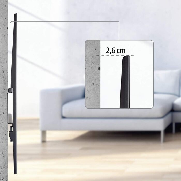 Hama TV Wall Mount Bracket (37-90 inch TVs, up to 100kg, VESA 800x400) - Fixed Black TV Wall Mount with Low Profile, Includes Fischer Anchors & Instructions