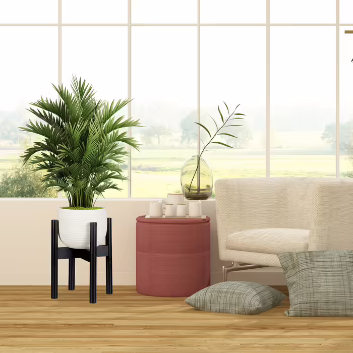 Relaxdays Bamboo Flower Stand Adjustable Black