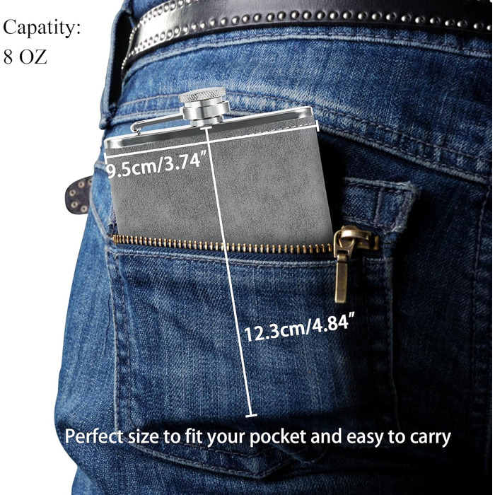 Фляга з гравіюванням, набір фляг з горнятком та воронкою, персоналізовані подарунки (8oz/237ml, коричнева) (8 oz, сіро-гольф)