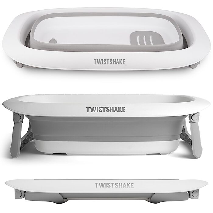 Twistshake Non-Slip Baby Bath Cushion for Newborns | Soft and Foldable Shower Cushions for Toddlers | Floating Air Cushion for Baby Bathing | 0 Months+ | Pastel Grey (Baby Bathtub)