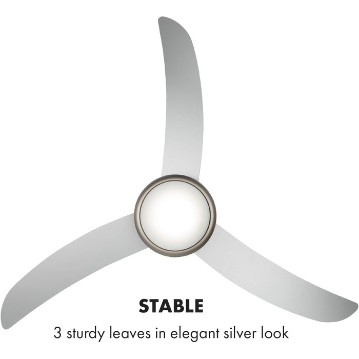 Вентилятор стельовий Klarstein El Paso 2-в-1 з підсвіткою, діаметр 132 см, 3 лопаті, 10344 м³/год, 3 швидкості, дизайн темне дубове дерево (білий)