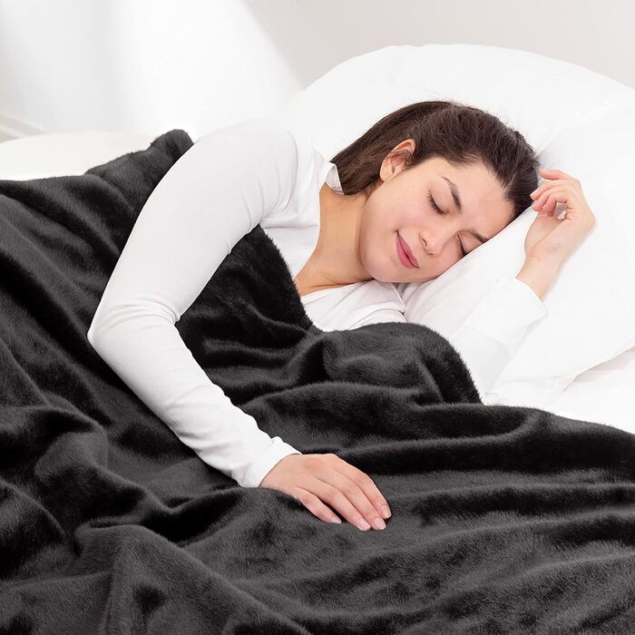 Електрична ковдра Navaris XXL з автовимкненням - тепла ковдра 180x130 см, чорно-сіра, пральна, 180х130 см
