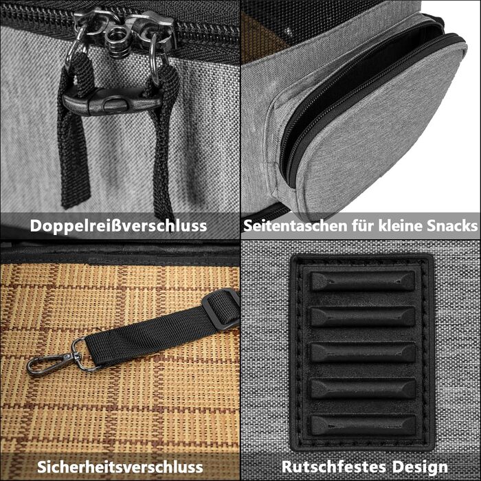 Рюкзак для собак, переноска для тварин, сірий, розширюваний, для собак маленьких порід, вантажопідйомність 10 кг