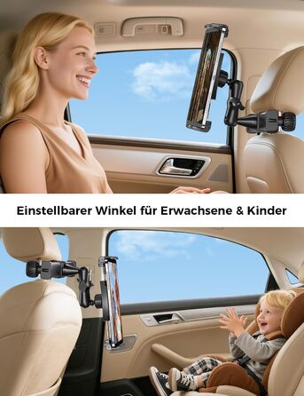 Тримач для планшета в авто OHLPRO: кріплення на підголівник, шарнірний кронштейн, сумісний з iPad, телефонами, Switch, Samsung (5-13 дюймів)